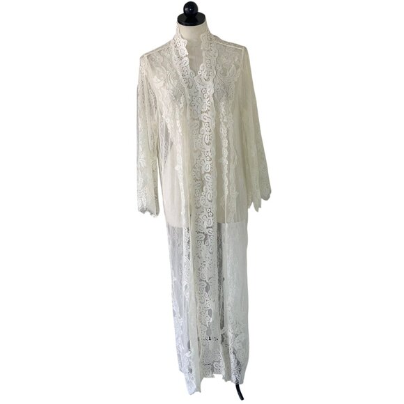 INC International Concepts Womens Robe Size Medium White Lace Floral Casual - Picture 7 of 14